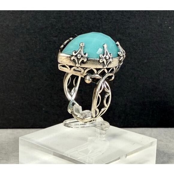 Carolyn Pollack Sterling Silver Faceted Milky Aquamarine Ring Size 7 - Picture 8 of 9